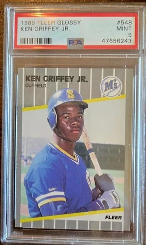 1989 Fleer 💠 GLOSSY💠 Ken Griffey Jr #548 Rookie RC PSA 9
