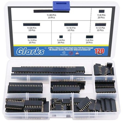 120Pcs 2.54mm Female Pin Header Socket Single Row Straight PCB Connector