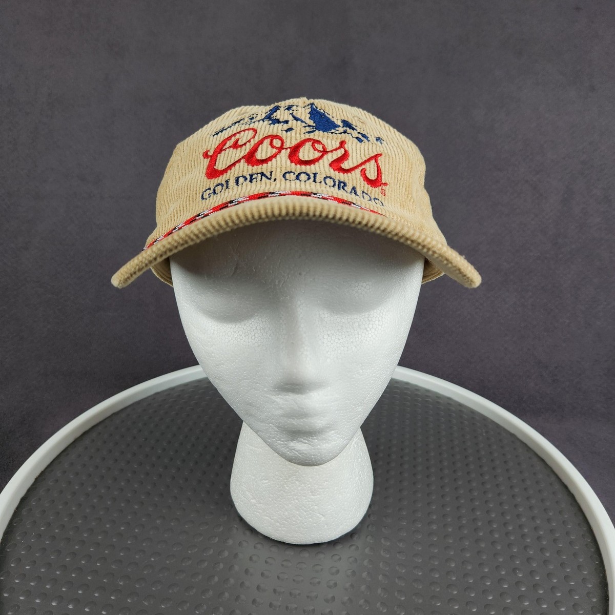 Coors Golden Colorado Mad Engine Hat Cap Snap Back Beige Corduroy