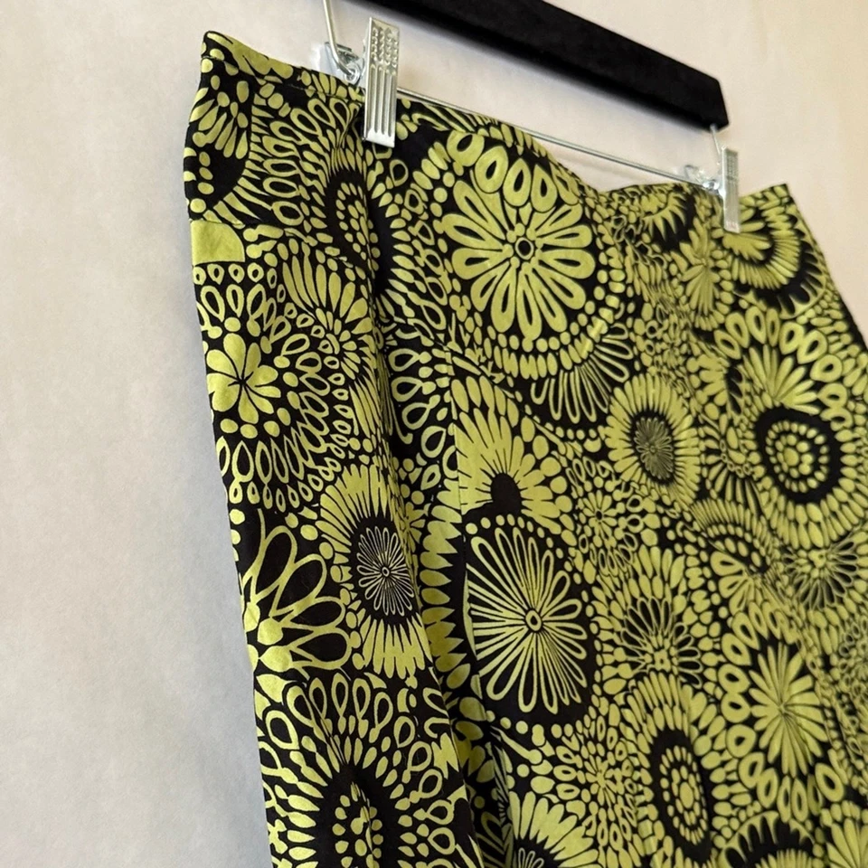 Vintage Y2K Floral Print Skirt Size 16 Black Green Cotton Lined Midi Whimsigoth - Image 3 of 4