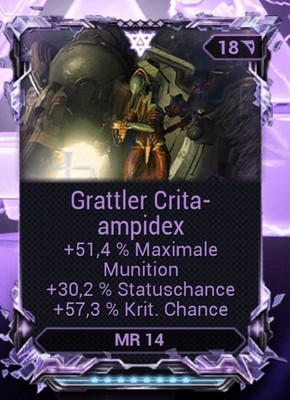 Warframe Riven Mod Gratter Crita-ampidex \ Playstation \ X-Box \ PC