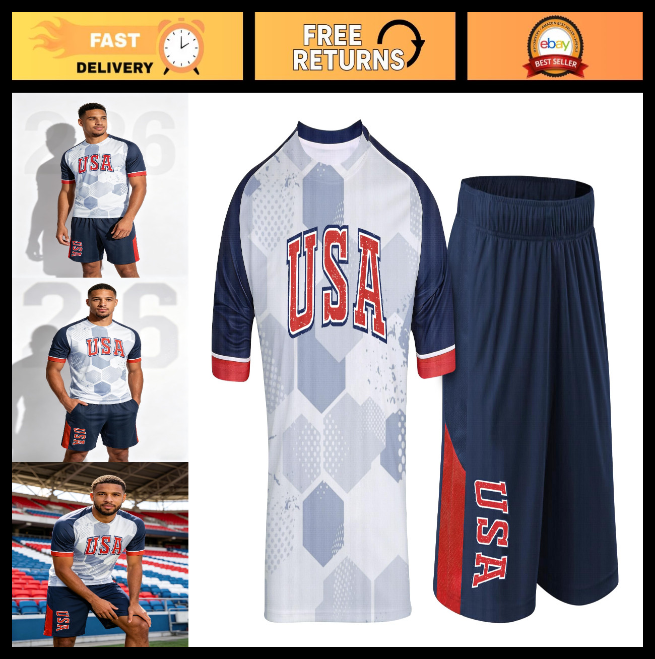 Men's Soccer Jersey Set 2026 World Cup - Argentina, Mexico, USA Flag 2 Pieces
