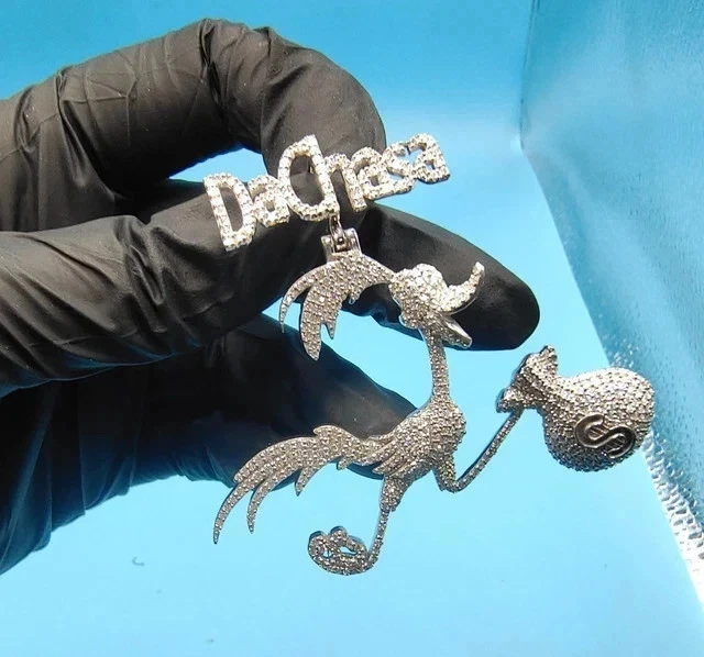 2.40Ct Round Cut Real Moissanite Custom Cartoon Pendant 14K White Gold Plated - Image 4 of 4