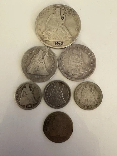 Seated Liberty Silver Lot – 1 Half, 2 Quarters, 3 Dimes & incl Bust– 90% Silver