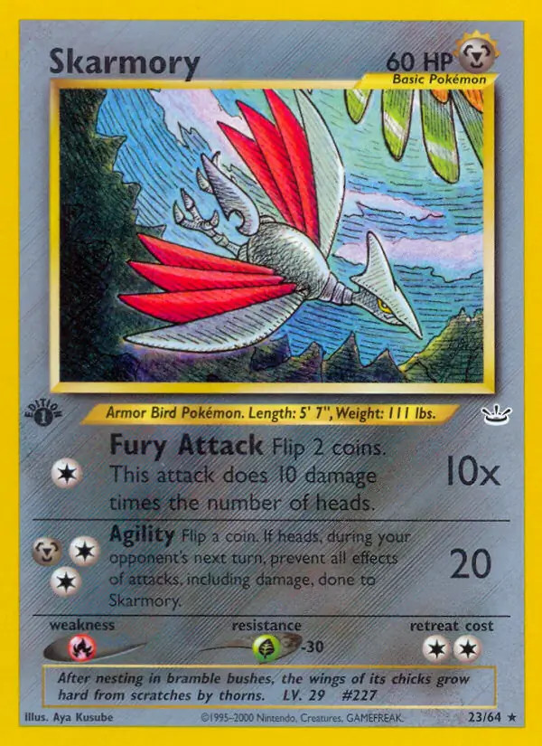 Skarmory - 23/64 - Pokemon Neo Revelation 1st Edition Rare Card WOTC NM