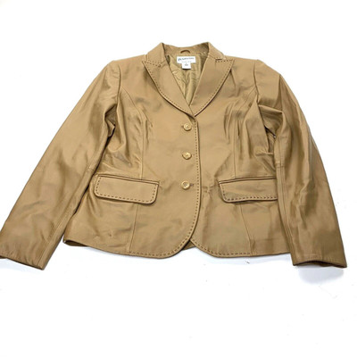 Pendleton Women's Leather Button Up Blazer Jacket Size Medium Light Brown