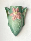 Vintage 1944 Roseville Pottery "Clematis" Forest Green Wall Pocket #1295-8 USA