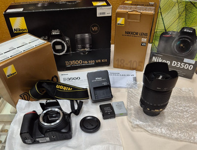 Nikon D3500 DSLR-Kamera im Kit + AF-S DX 18-105 mm VR Objektiv Top Zustand OVP