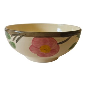 Franciscan Desert Rose Oatmeal Footed Bowl Black F Mark England 5 1/2"