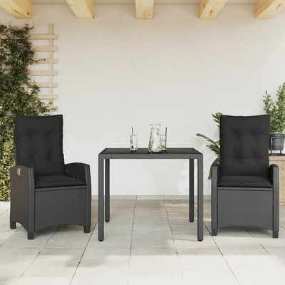 Gartenmöbel Essgruppe Gartengarnitur Sitzgruppe Schwarz Poly Rattan vidaXL