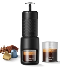Classic Portable Espresso Maker, 2 IN 1 Travel Coffee Maker Compatible Ground...