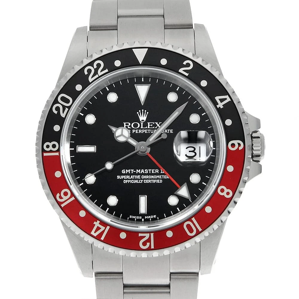 Rolex — ROLEX GMT Master II Red and Black Bezel 16710 black K Number second hand mens