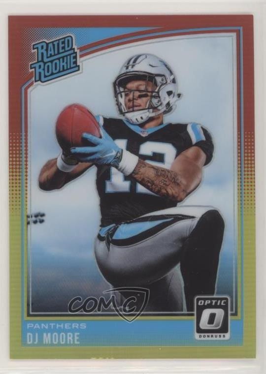 2018 Donruss Optic Rated Rookie Red & Yellow Prizm DJ Moore #166 0w8