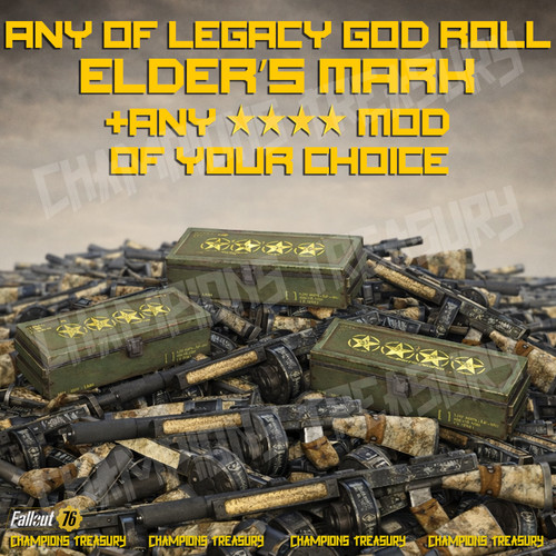 FALLOUT 76 PC ANY OF LEGACY GOD ROLL ELDER'S MARK OF YOUR CHOICE +PIN-POINTER'S
