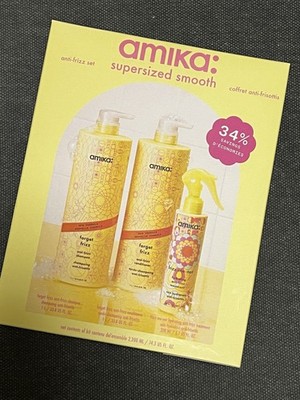 Amika Forget Frizz Anti-Frizz Shampoo,Conditioner 33.8oz  & Pumps & Spray 6.7pz