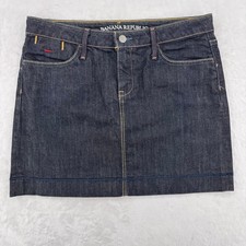 Y2K Banana Republic Denim Mini Skirt Made in the USA Vintage 90s Dark Wash Sz 8