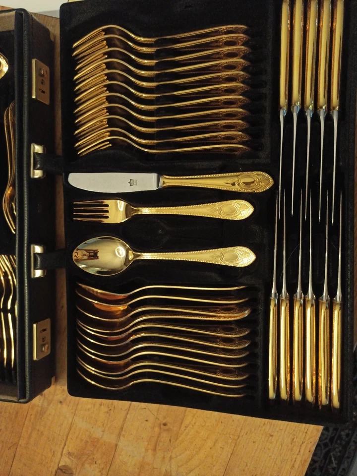 Hartvergoldetes Besteck 23/24 Karat ,Neu Unbenutzt - Bild 3 von 4