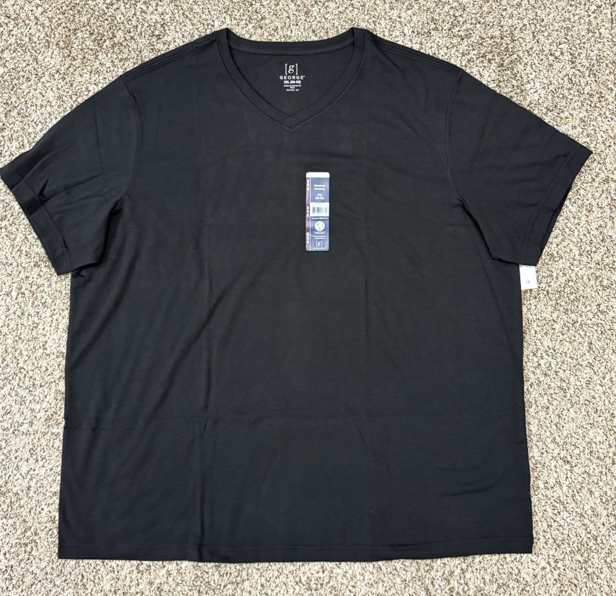 New George 3-PACK Men’s V-Neck T-shirt Tee Moisture Wicking Size 50-52  2XL (G4)