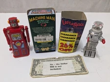 2 Lost In Space & Machine Man Wind Up Robot Figure - with Boxes - TESTED -- READ