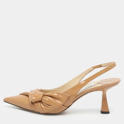 Escarpins en cuir verni marron Jimmy Choo Elinor taille 38 - Photo 1/4