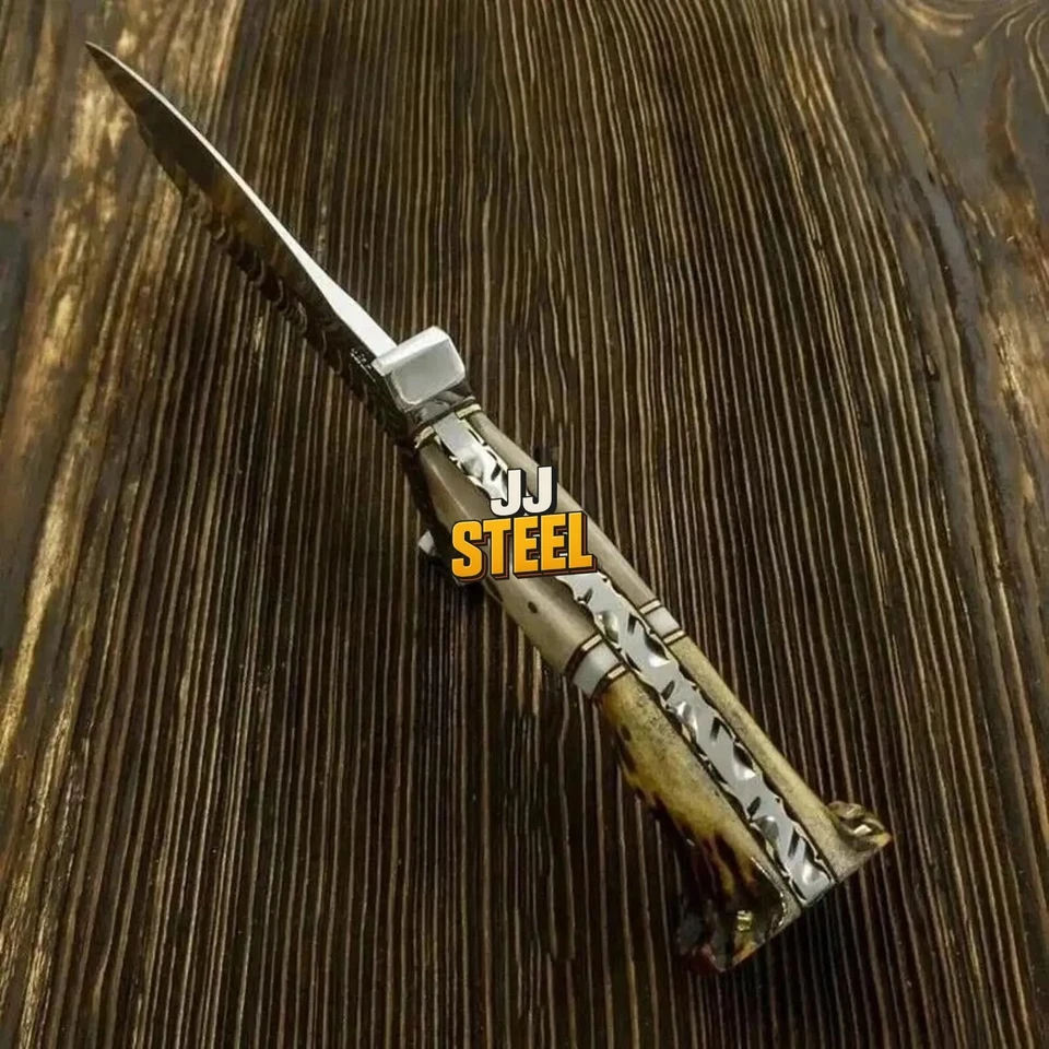 Cuchillo Bowie Ciervo Hecho a Mano Personalizado Acero al Carbono Supervivencia Caza Camping Combate Foto 3 de 4