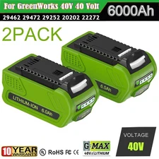 2/1PACK 40V 6.0Ah For Greenworks G-MAX Li-ion Battery 29472 29462 29252 20202