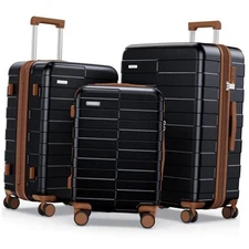 Luggage Sets 3 Piece Hardshell Expandable 3-Piece Set (20/24/28) Premium Black