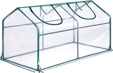 Portable Mini Cloche Greenhouse W/ Elevated Bottom, Reinforced High Light Transm