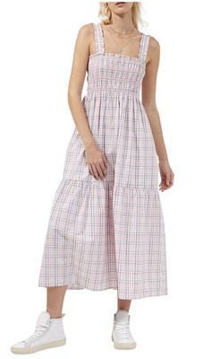 French Connection Yaki Check Print Midi Dress XS