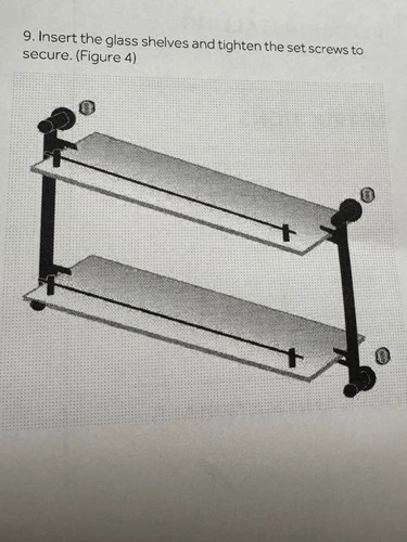 Signature Hardware Ceeley 17" Two-Tier Tempered Glass Bathroom Shelf PolishBrass - Picture 1 of 9