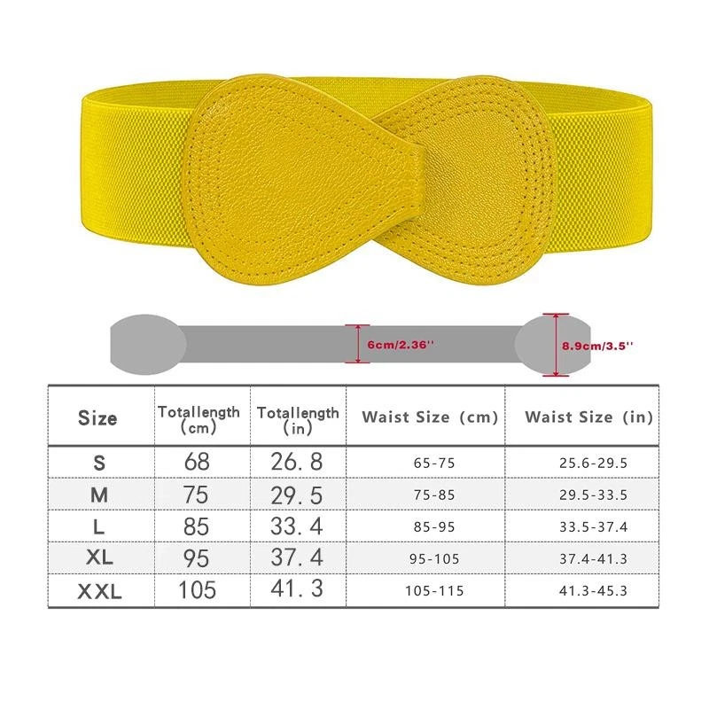 Yellow Elastic Wide Belts for Women for sale | eBay display picture 2