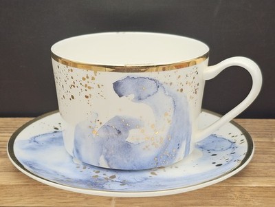 Olivia & Oliver ''Splatter Swoosh Gold'' Fine Bone China Cup and Saucer Set