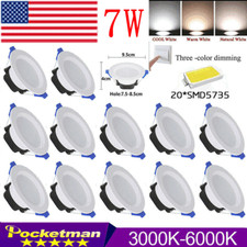 4 10PCS 3Color LED Dimmable Downlight Recessed Ceiling Light 110V/220V Lamp