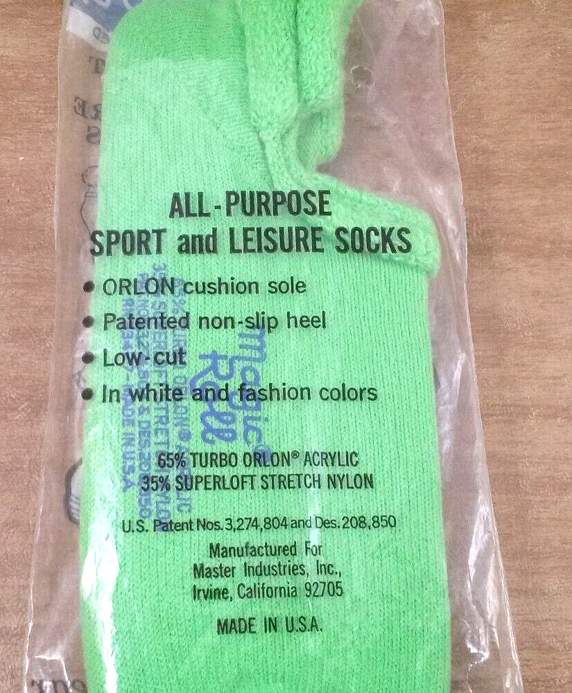 SAOLA Calze sportive vintage Magic Roll donna Orlon suola ammortizzata calze verdi NUOVE
