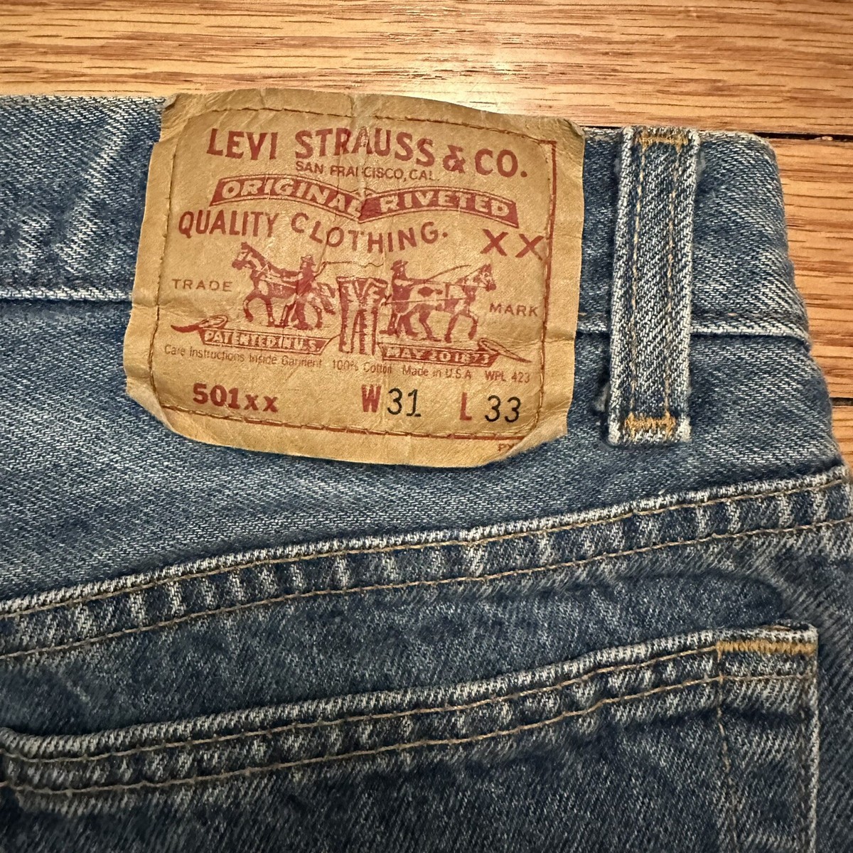 パンツ Levis 501Used Denim Made in USA W31 L33 Vintage Levi's 501 Size 31x33 Blue Denim Jeans Made In USA