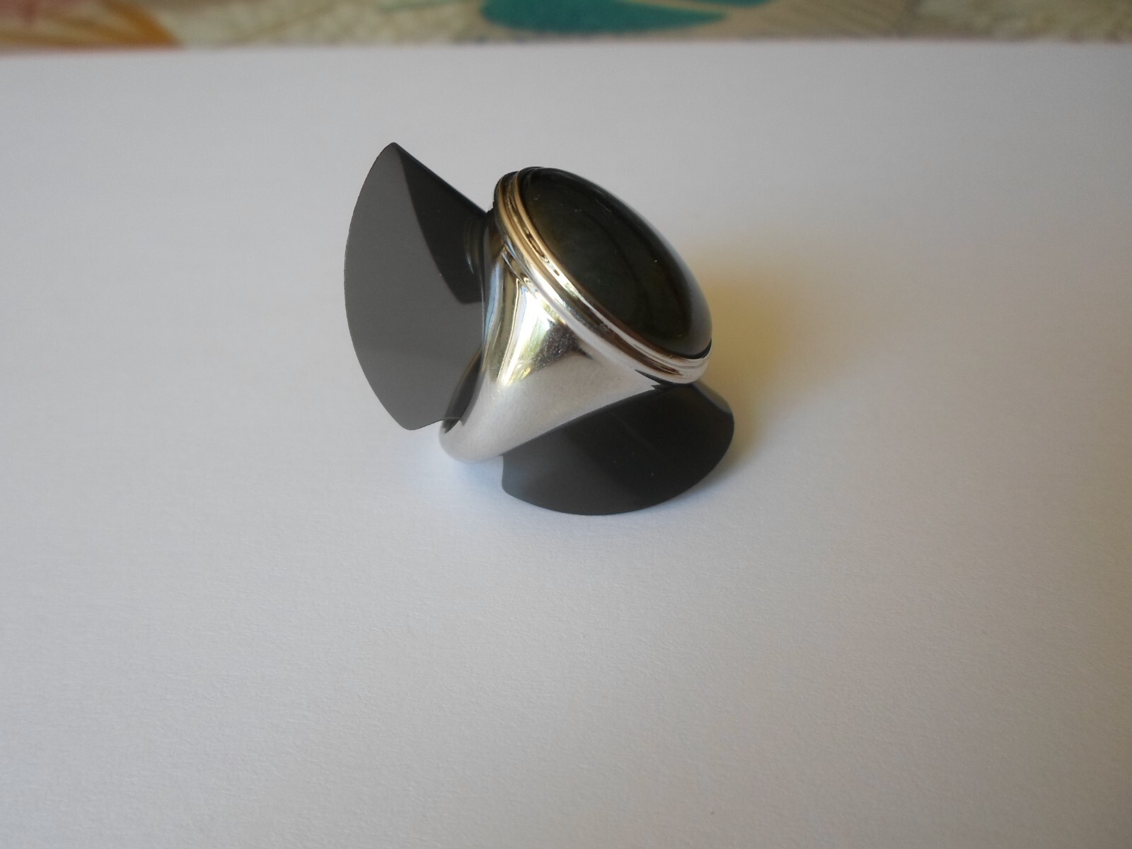 solid silver ring, cabochon with blue reflections… - image 9