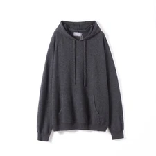 Maison Andes Dark Gray 100% Cashmere Hoodie Pullover Sweater Size XL
