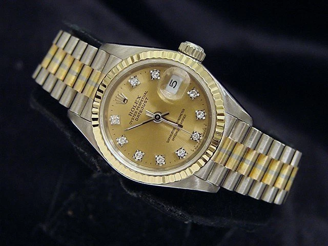 Dama Rolex Oro Rosa Amarillo Blanco 18K Tridor Datejust President Diamante 69179B