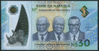 Namibia, Bank von Namibia, 30 Dollar, 30. Unabhängigkeitstag, 2020, UNC