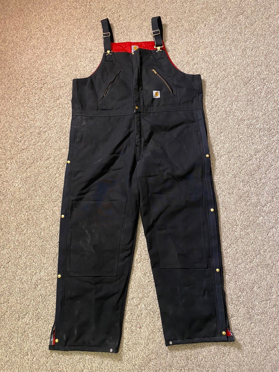Carhartt Bib Overalls Men's Size 48 Black Insulated Quilt R38