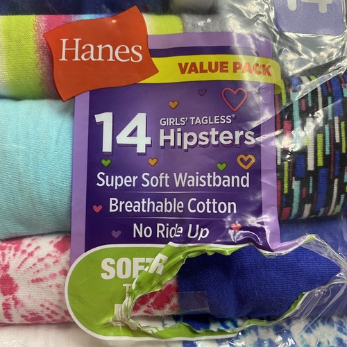 Hanes Girls Briefs sz 14 Multicolor Super Soft Waistband 100% Cotton 12 Pack NEW - Picture 10 of 13