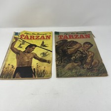 Lote de 2 - Revista de cómics Tarzán $0,10 libros - Estado áspero Edgar Rice