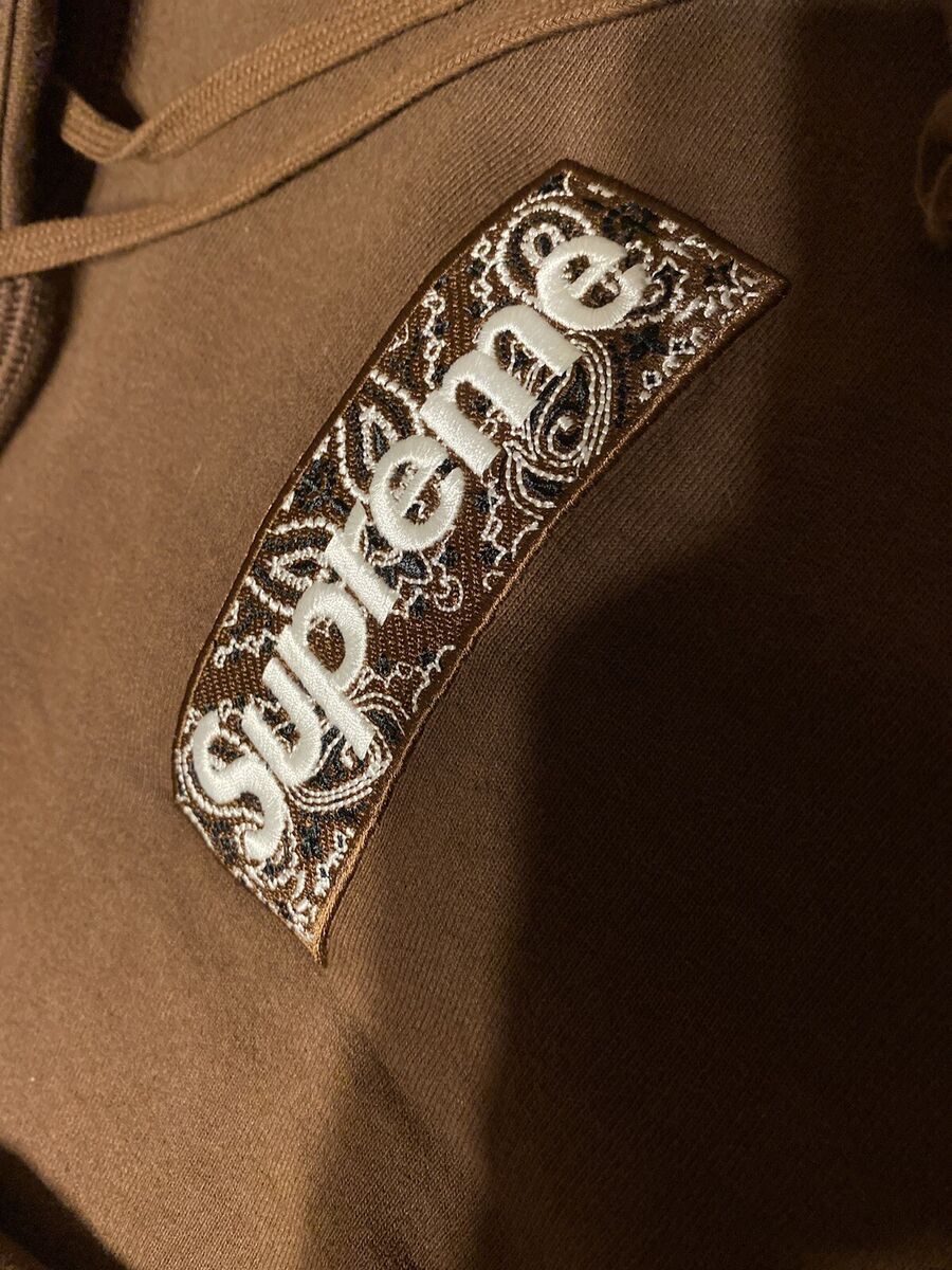 supreme bandana box logo hoodie ブラウン　茶