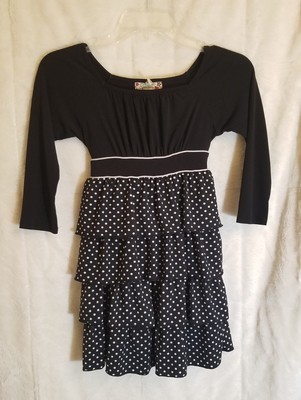 Robe Fille Counting Daisies Noir Et Blanc à Volants - Taille 4 - NWOT (neuve Sans étiquette)