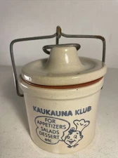 Kaukauna Klub Wisconsin Stoneware Cheese Crock Vintage  w/ Lid Cheddar Decal