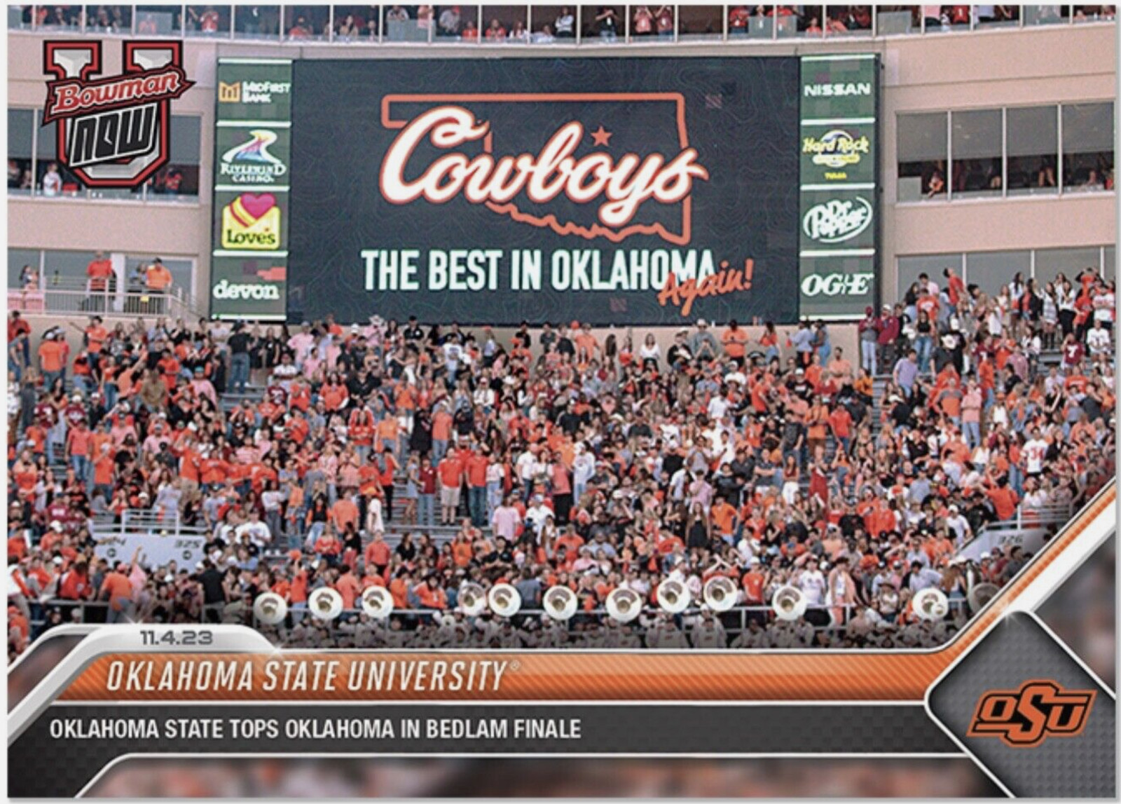 Oklahoma State University 2023 Bowman U Now Football Card #24