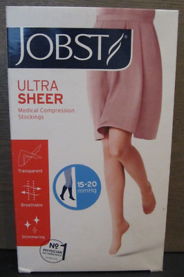 Jobst Women Ultra Sheer Compression Socks Small Beige Natural Knee CT 15-20 NEW