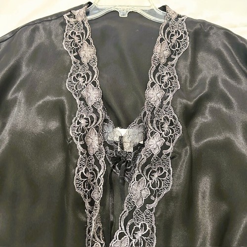 Park Avenue Ladies Night Slipgown and Robe Medium Black Laced read - Picture 6 of 15