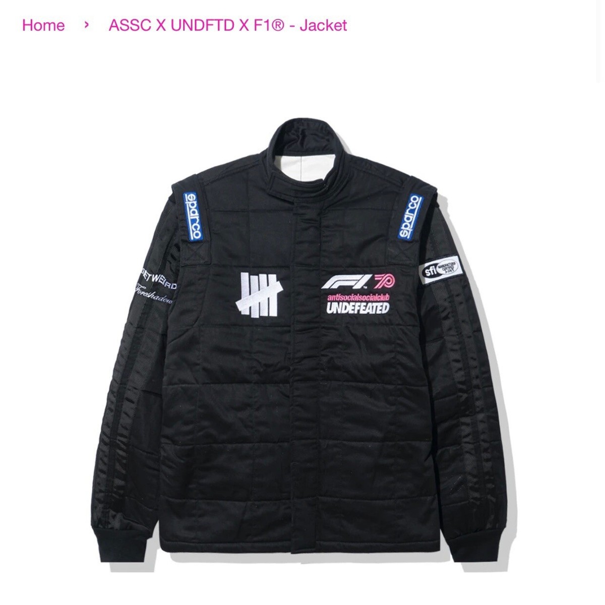 ASSC X UNDFTD X F1 Sparco Jacket XL Black Performance Part