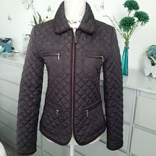 Hobbs Navy Quilted Jacket 10 Uk Rrp £110 Spring Lightweight On Trend Zip Pockets